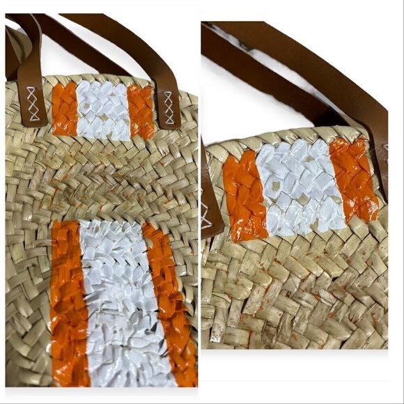 Mark & Graham Hand Painted Circle Beach Bag, Straw, Stripes - Picture 10 of 11